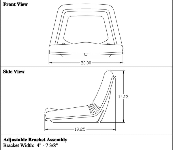 Case IH B414 Tractor Replacement Bucket Seat - Black Vinyl