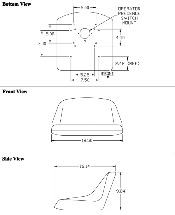 Universal Application Replacement Bucket Seat - Black Vinyl