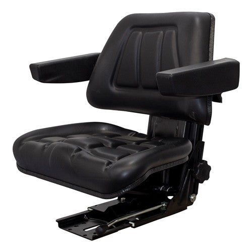 Komatsu Excavator Replacement Seat & Mechanical Semi-Suspension - Black Vinyl