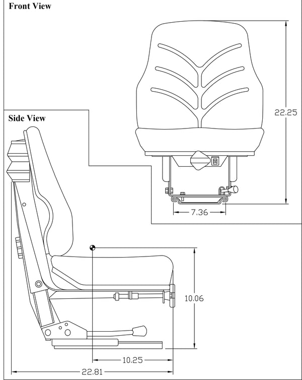 Case Tractor Utility Suspension Replacement Seat Assembly - Fits Various Models - Black Vinyl