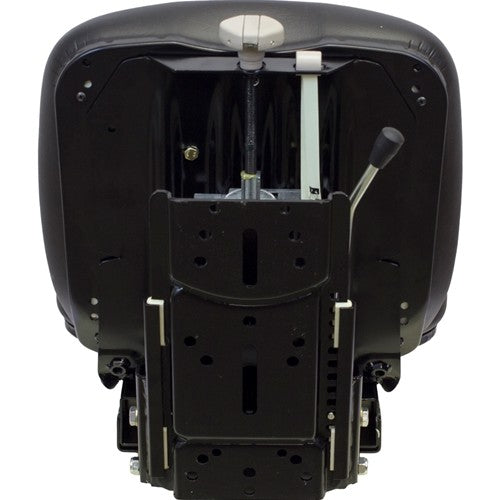White Tractor Utility Suspension Replacement Seat Assembly - Fits Various Models - Black Vinyl