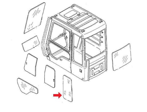 John Deere FYA00001498 Excavator Side Rear Window Replacement Cab Glass