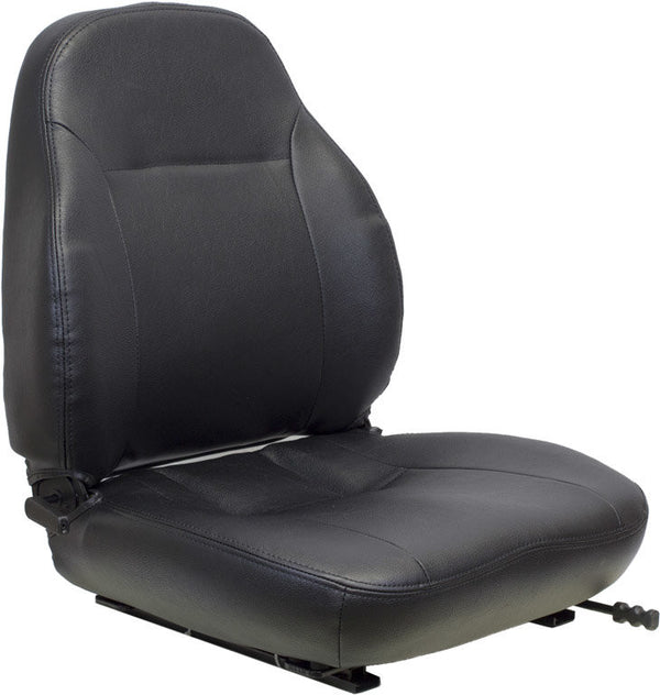 White Tractor Seat Assembly - Fits Various Models - Black Vinyl