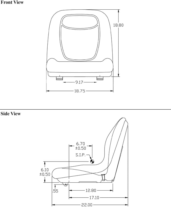 John Deere Compact Utility Tractor Replacement Hinged Bucket Seat - Fits Various Models - Yellow Vinyl