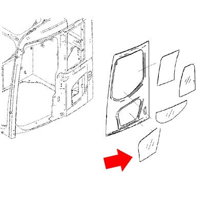 Komatsu 22B-54-27151 Excavator LH Lower Door Window Cab Glass