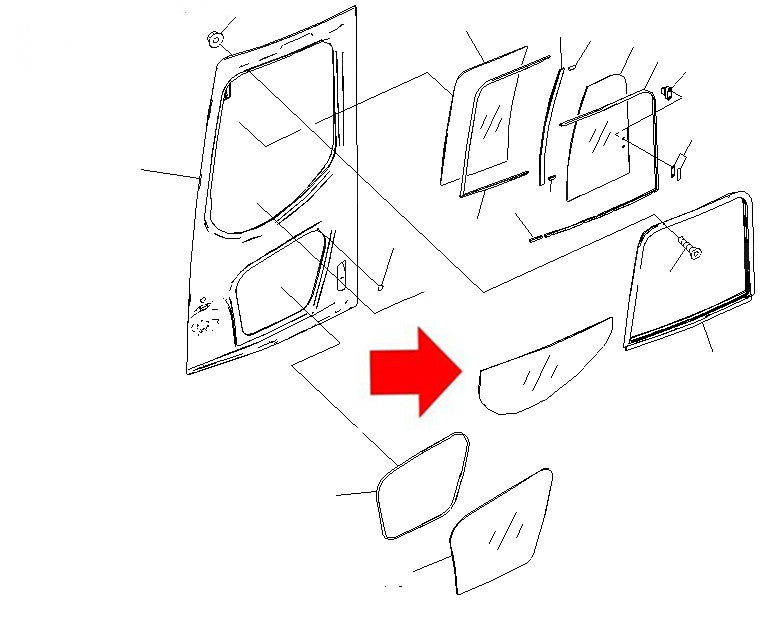 Komatsu 22B-54-27251 Excavator LH Upper Door Window Replacement Cab Glass
