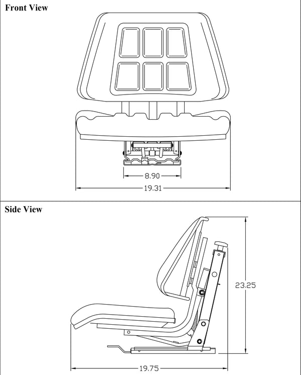 Multiple Application Utility Seat & Mechanical Suspension - Black Vinyl