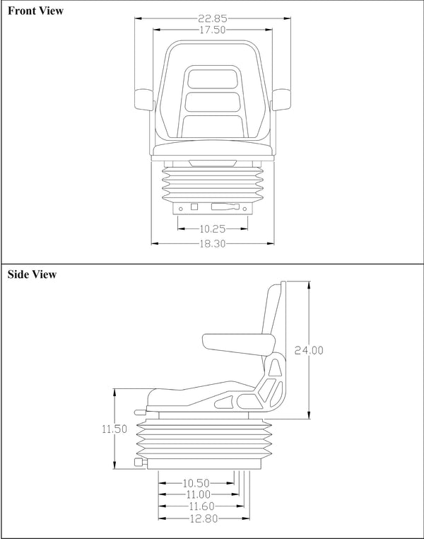 Multiple Application Seat & Mechanical Suspension - Black Vinyl