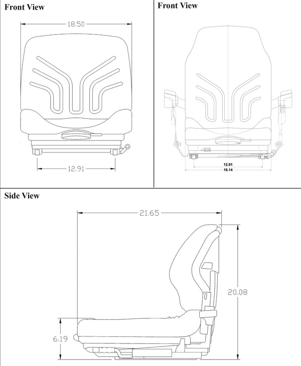 Bomag Roller Replacement Seat & Mechanical Suspension - Fits Various Models - Black Vinyl