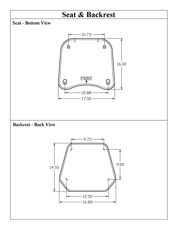 Ford-New Holland/John Deere/Massey Ferguson Replacement Backrest Cushion - Black Vinyl