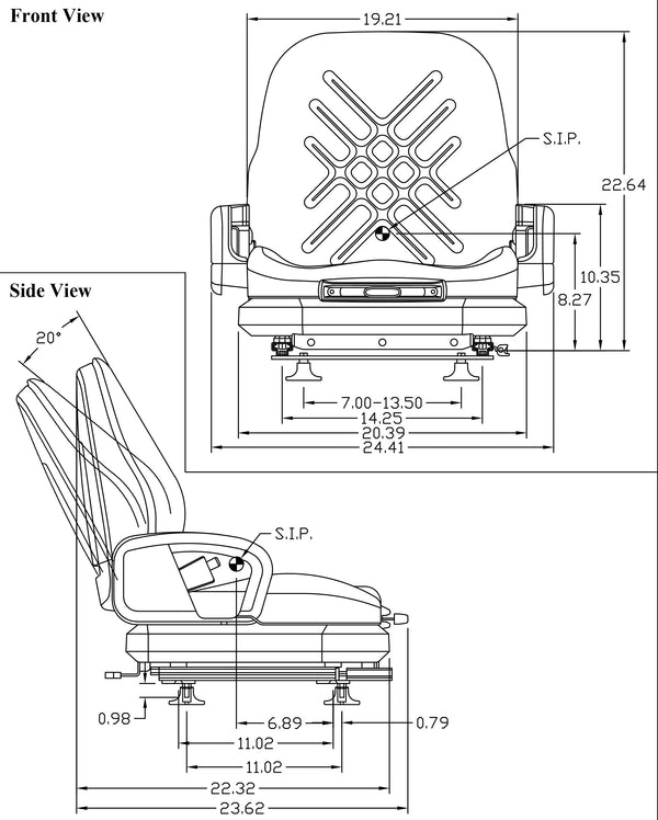 Daewoo Forklift Replacement Seat & Mechanical Suspension - Fits Various Models - Black Vinyl