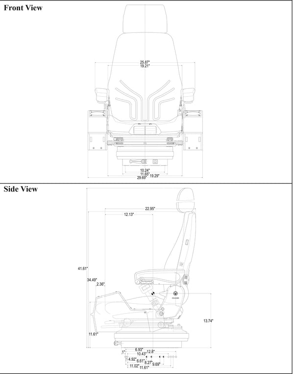 Multiple Application Seat & Mechanical Suspension with Pods - Black/Gray Cloth