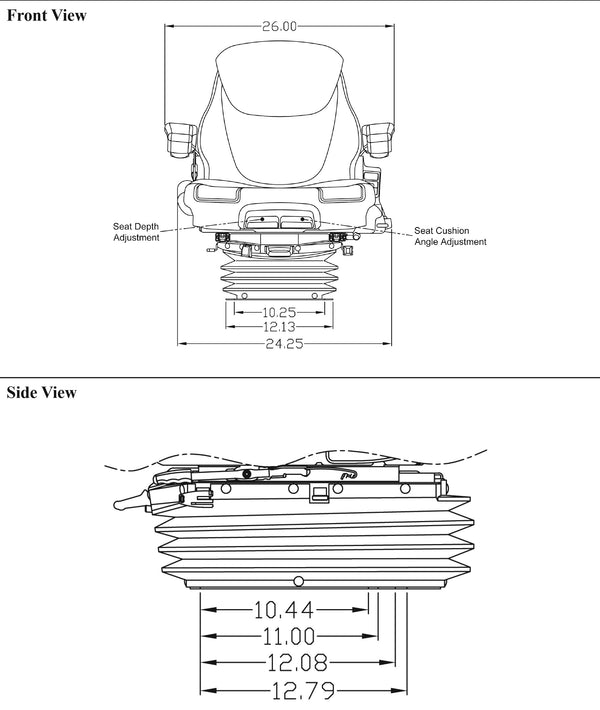 Multiple Application Replacement Seat & Air Suspension - Brown Cloth