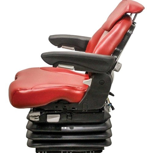 Multiple Application Replacement Seat & Air Suspension - Red Leatherette Vinyl