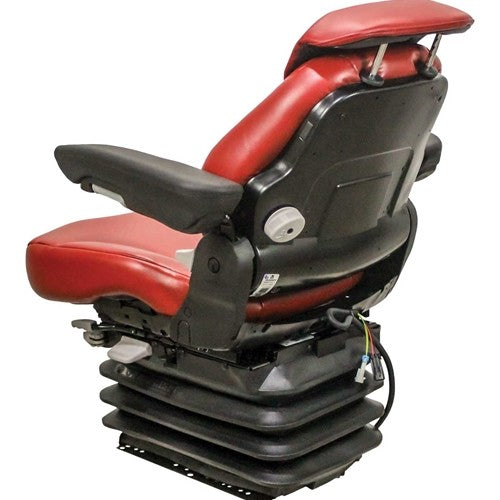 Multiple Application Replacement Seat & Air Suspension - Red Leatherette Vinyl