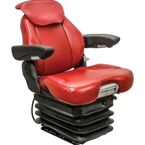 Multiple Application Replacement Seat & Air Suspension - Red Leatherette Vinyl