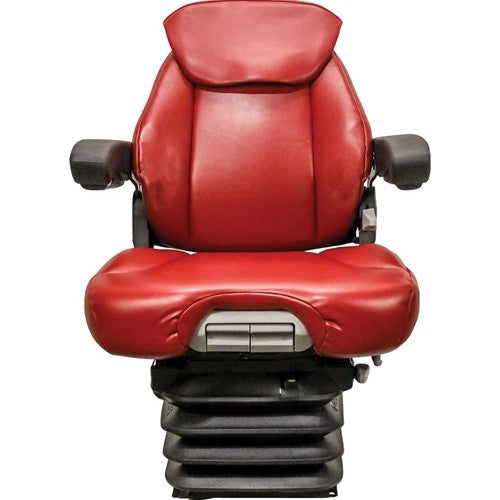 Multiple Application Replacement Seat & Air Suspension - Red Leatherette Vinyl