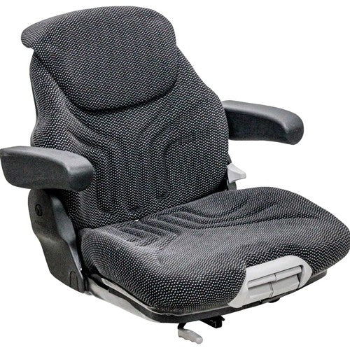 Case IH Tractor Replacement Seat Assembly - Fits Various Models - Black/Gray Cloth