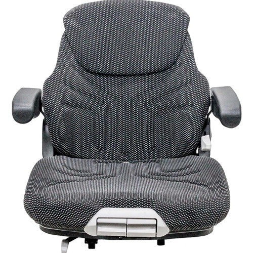 John Deere Wheel Feller Buncher Replacement Seat Assembly - Fits Various Models - Black/Gray Cloth