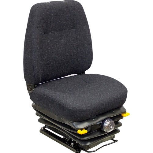 Hitachi Excavator Replacement Seat & Mechanical Suspension - Fits Various Models - Black Cloth