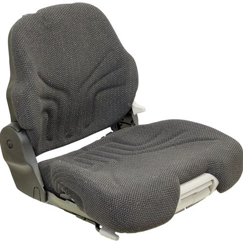 John Deere 610 Tractor Replacement Seat Assembly - Black/Gray Cloth