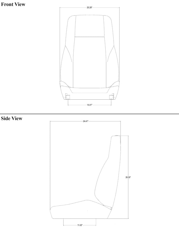 John Deere Excavator Replacement Seat Top - Fits Various Models - Gray Cloth