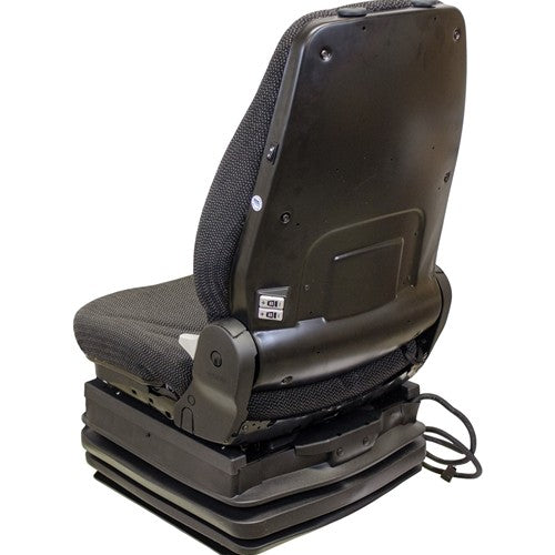 Case E & F Series Wheel Loader Replacement Seat & Air Suspension - Fits Various Models - Black/Gray Cloth