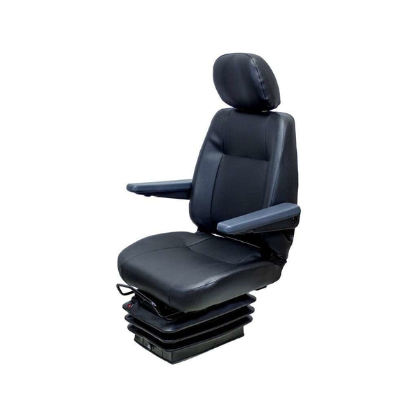 Case Motor Grader Replacement Seat & Air Suspension - Fits Various Models - Black Vinyl