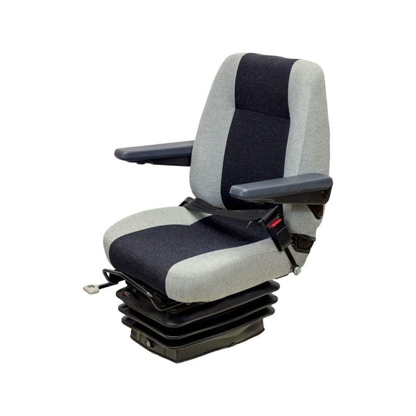 Case Motor Grader Replacement Seat & Air Suspension - Fits Various Models - Gray Cloth