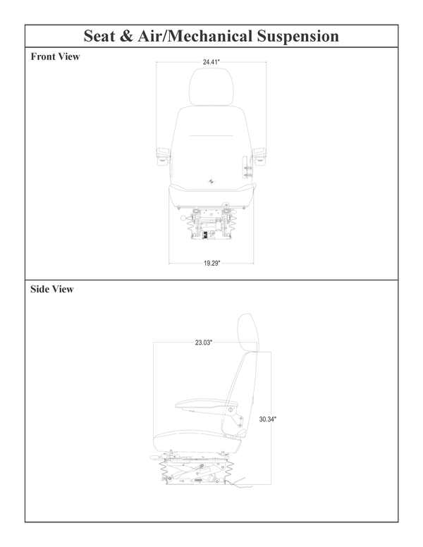 Genie GTH-1544 Telehandler Seat & Air Suspension - Gray Cloth