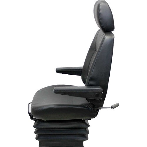 Case Motor Grader Replacement Seat & Mechanical Suspension - Fits Various Models - Black Vinyl