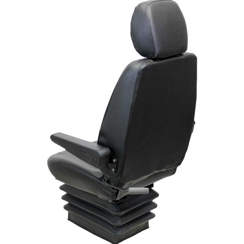 Case Motor Grader Replacement Seat & Mechanical Suspension - Fits Various Models - Black Vinyl