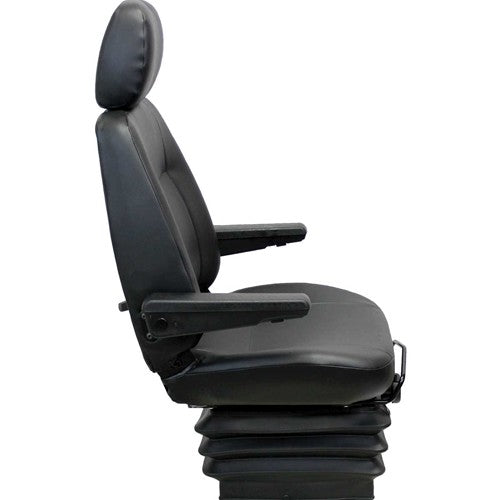 Case Motor Grader Replacement Seat & Mechanical Suspension - Fits Various Models - Black Vinyl