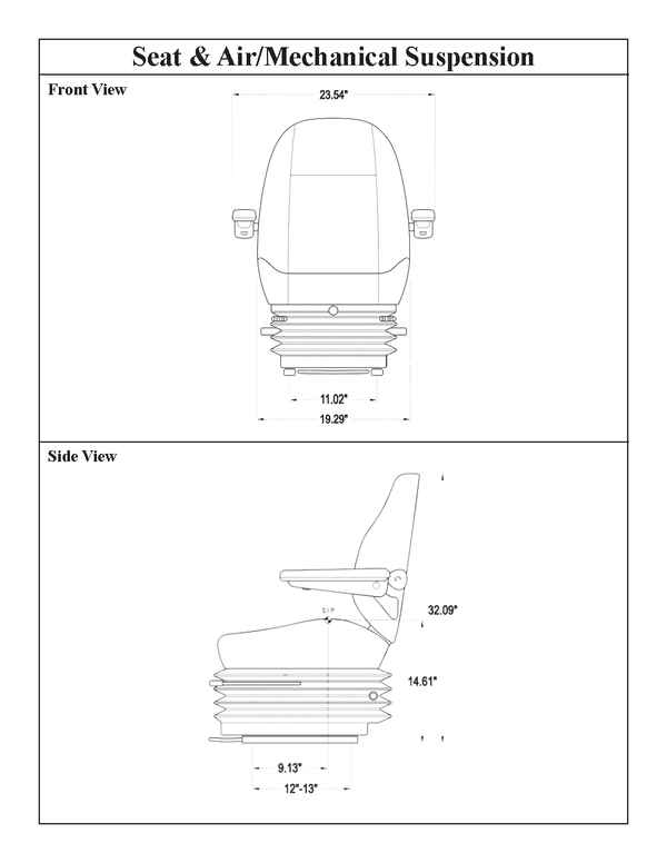 Caterpillar Wheel Dozer Replacement Seat & Mechanical Suspension - Fits Various Models - Gray Cloth