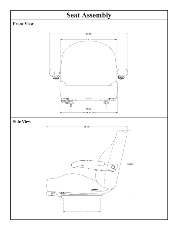 Ferris IS700Z Lawn Mower Replacement Seat Assembly - Black/Silver Vinyl