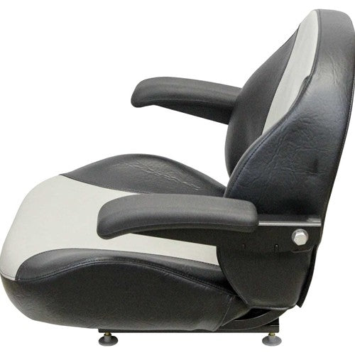 Ferris IS700Z Lawn Mower Replacement Seat Assembly - Black/Silver Vinyl