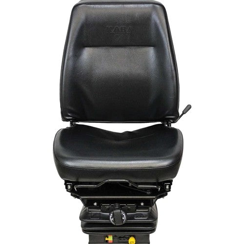 Caterpillar Vibratory Soil Compactor Replacement Seat & Mechanical Suspension - Fits Various Models - Black Vinyl