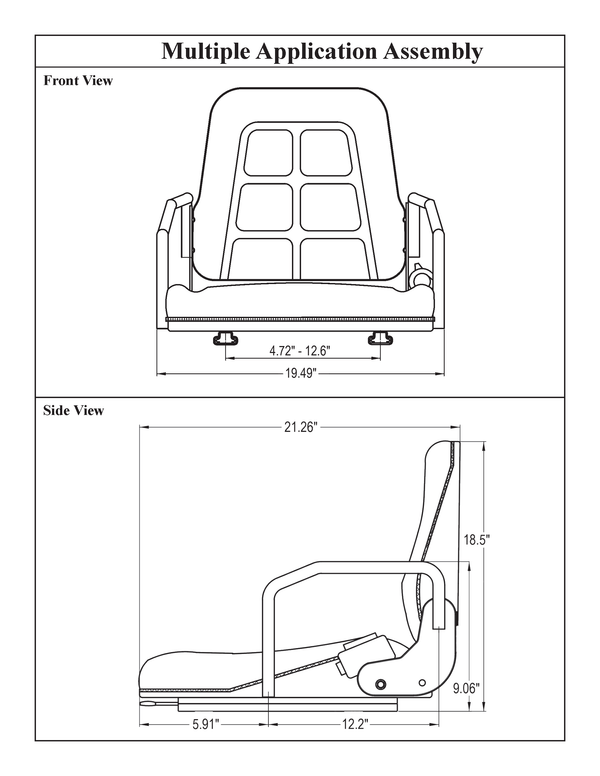 Multiple Application Seat Assembly - Black Vinyl