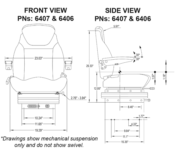 AGCO Allis/White Tractor Replacement Seat & Air Suspension - Fits Various Models - Black Cloth