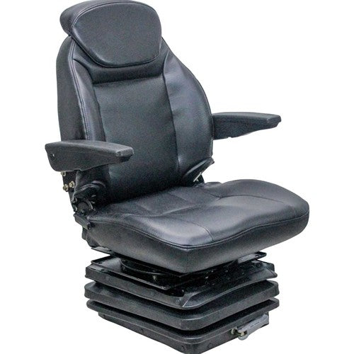 Allis Chalmers 7000 Series Tractor Replacement Seat & Mechanical Suspension - Fits Various Models - Black Vinyl