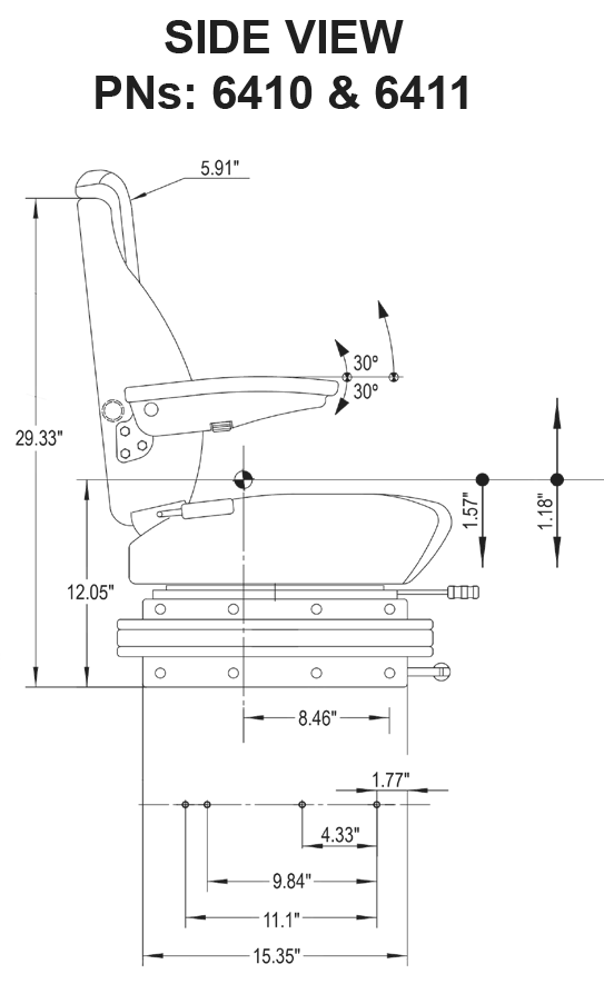 Case 870-1370 Agri-King Series Tractor Replacement Seat & Air Suspension - Fits Various Models - Black Cloth