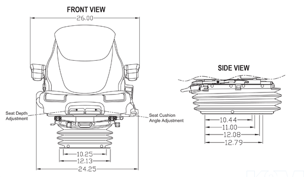 John Deere Early 6R Tractor w/Command Arm Replacement Seat & Air Suspension - Fits Various Models - Brown Cloth