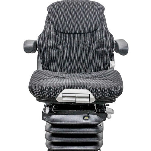 Volvo Wheel Loader Seat & Air Suspension - Fits Various Models - Black/Gray Cloth