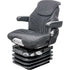 White Tractor Replacement Seat & Air Suspension - Fits Various Models - Black/Gray Cloth
