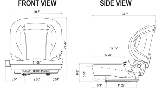 Toyota Forklift Replacement Seat Kit - Fits Various Models - Black Vinyl