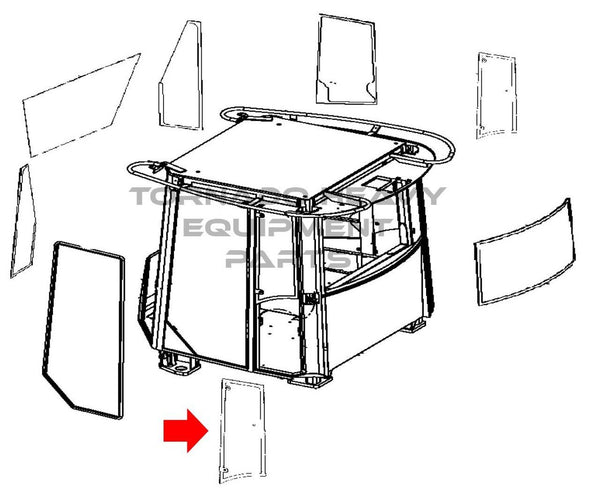 John Deere T178221 Wheel Loader Rear Side Window Replacement Cab Glass