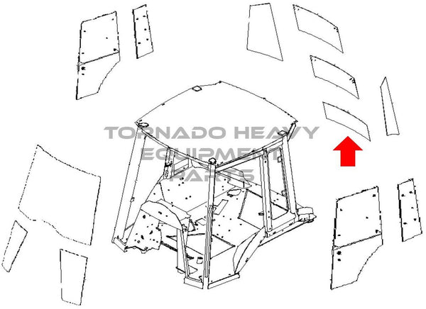 John Deere T201953 Loader/Backhoe Lower Rear Window Replacement Cab Glass