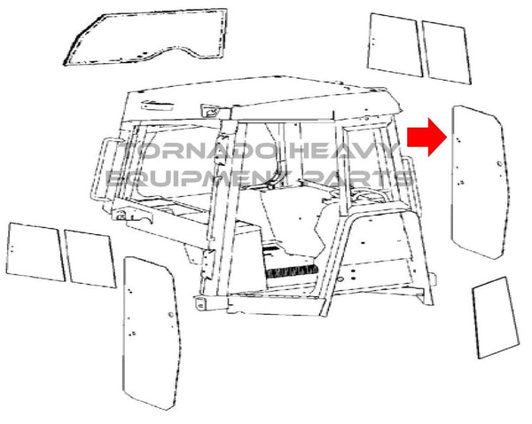 John Deere T205205 Crawler Tractor-Loader-Dozer LH Door Window Replacement Cab Glass