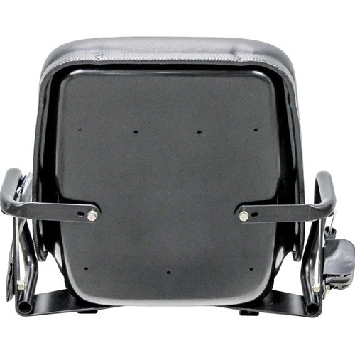 Caterpillar Forklift Replacement Bucket Seat with Hip Restraints & Slides - Fits Various Models - Black Vinyl