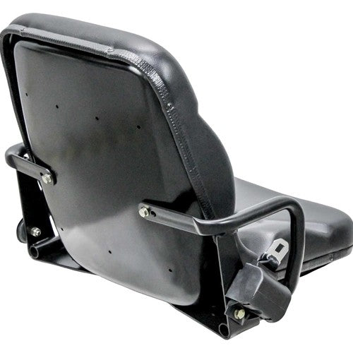 Caterpillar Forklift Replacement Bucket Seat with Hip Restraints & Slides - Fits Various Models - Black Vinyl